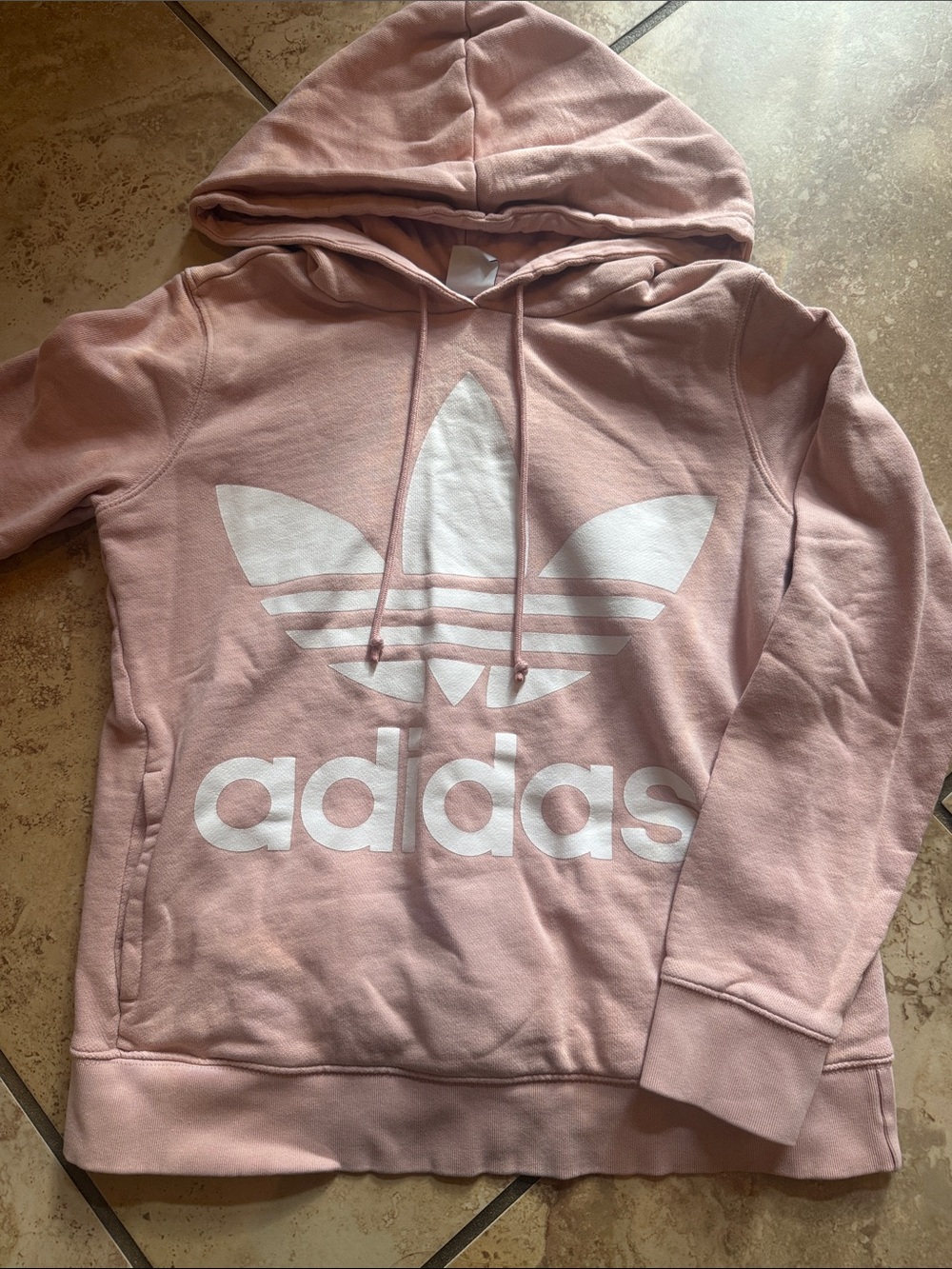 adidas Pink Trefoil Pullover Hoodie with White Logo